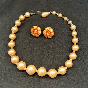 Vintage Necklace and Clip On Earrings